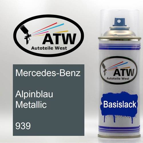 Mercedes-Benz, Alpinblau Metallic, 939: 400ml Sprühdose, von ATW Autoteile West.